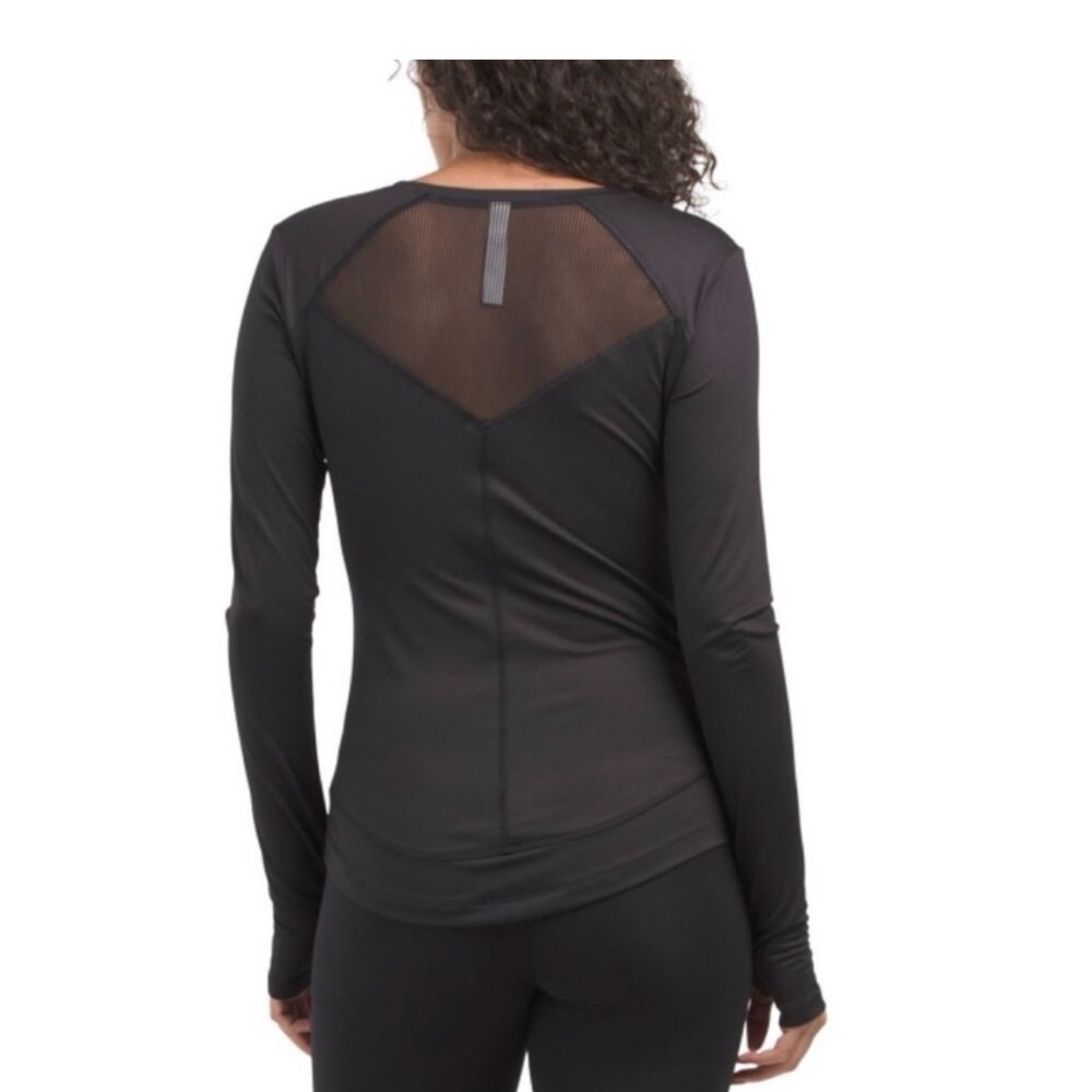 X by Gottex Black Long Sleeve Mesh Back Top